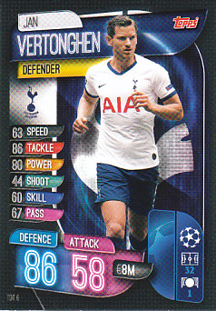 Jan Vertonghen Tottenham Hotspur 2019/20 Topps Match Attax CL #TOY6